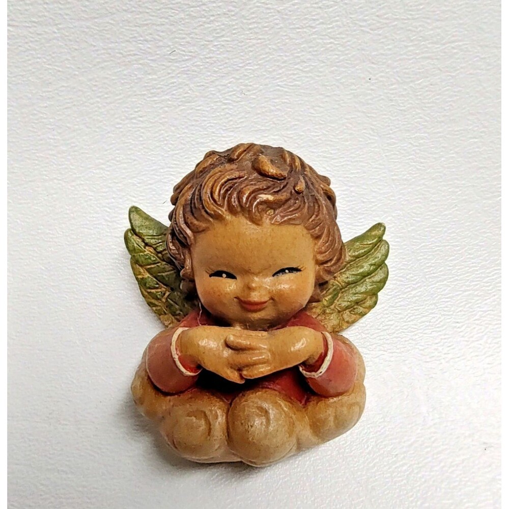 Vintage Anri Italy Angel Wall Hanging Plaque Miniature 2" tall